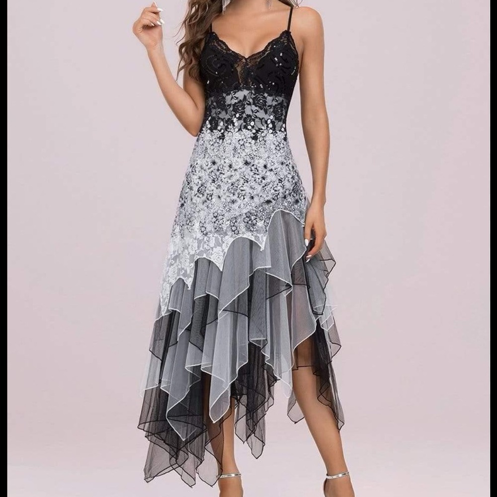 Ever Pretty Black and Gray Maxi Dress